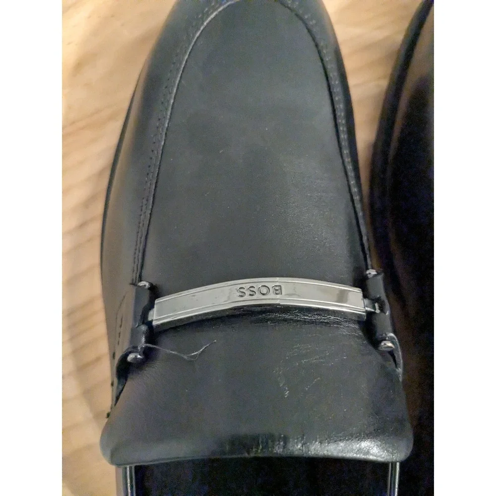 BOSS Black Leather Colby Loafer Shoes Mens Dress Shoes‎ Formal Size 8